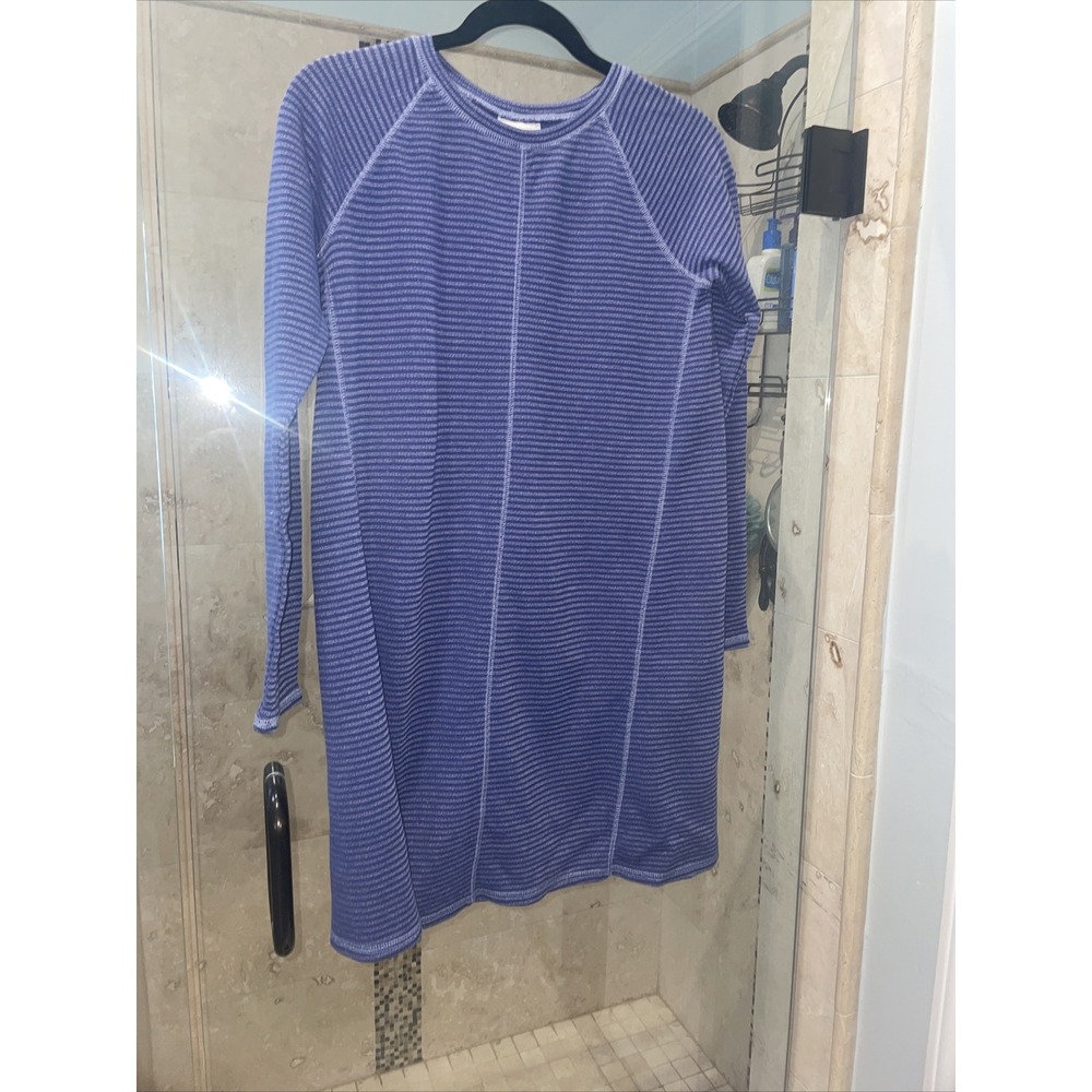 J.Jill Women Purple Blue Striped Sweater Casual Shift Dress XS 3/4 Sleeve